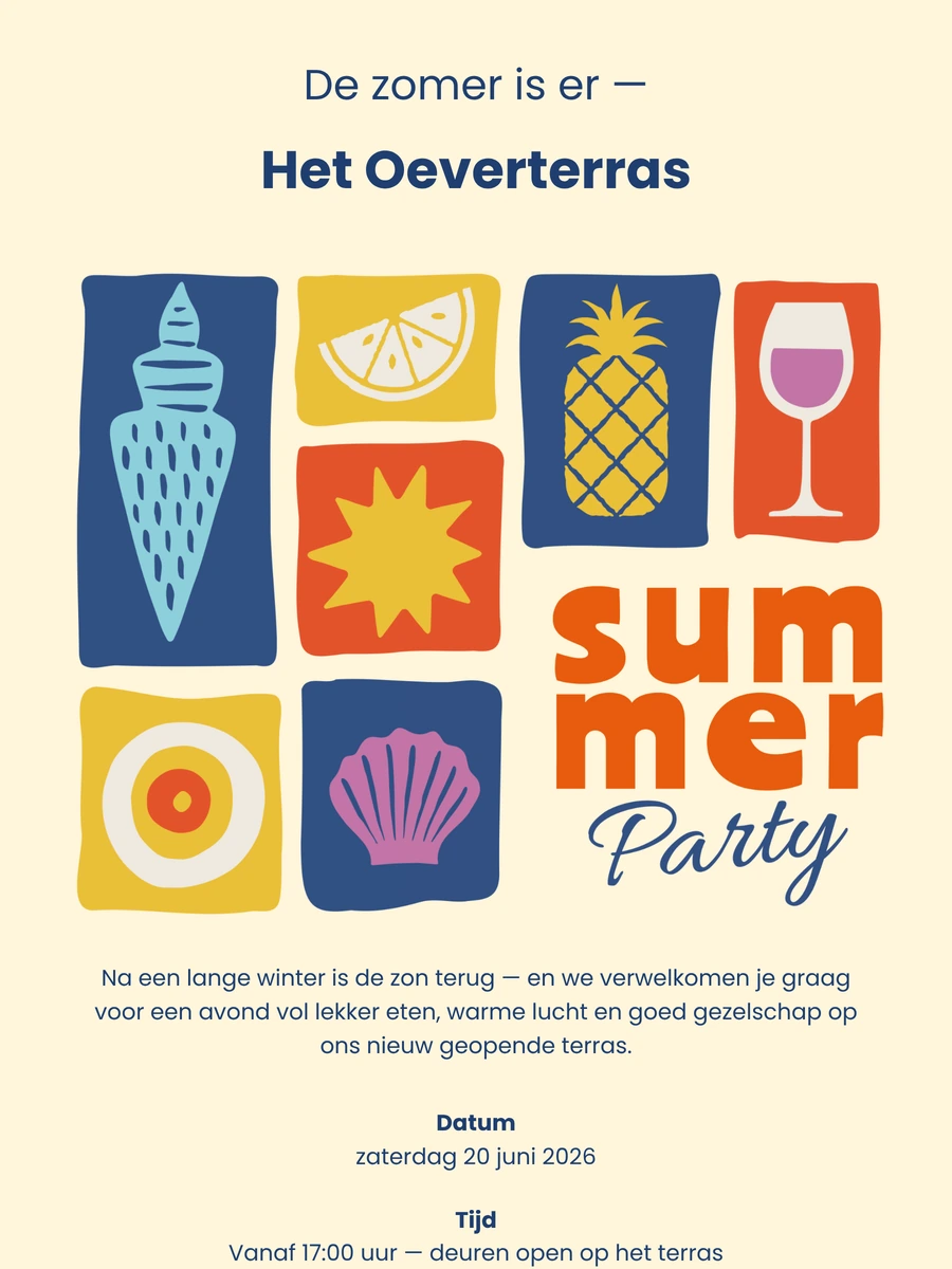 Zomerse online uitnodiging voor een borrel