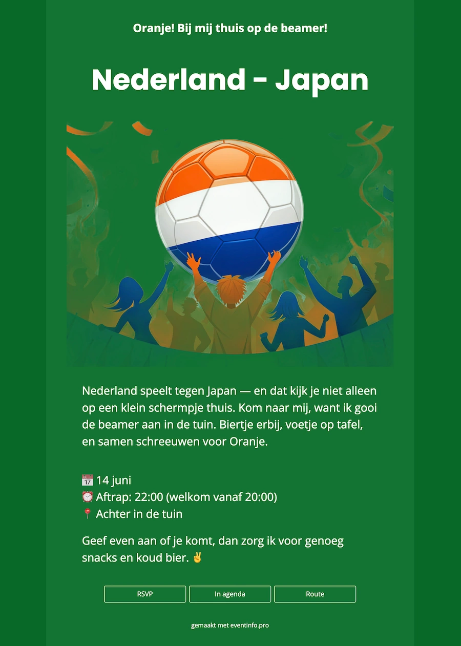 Heldere online uitnodiging voor gasten uit twee landen