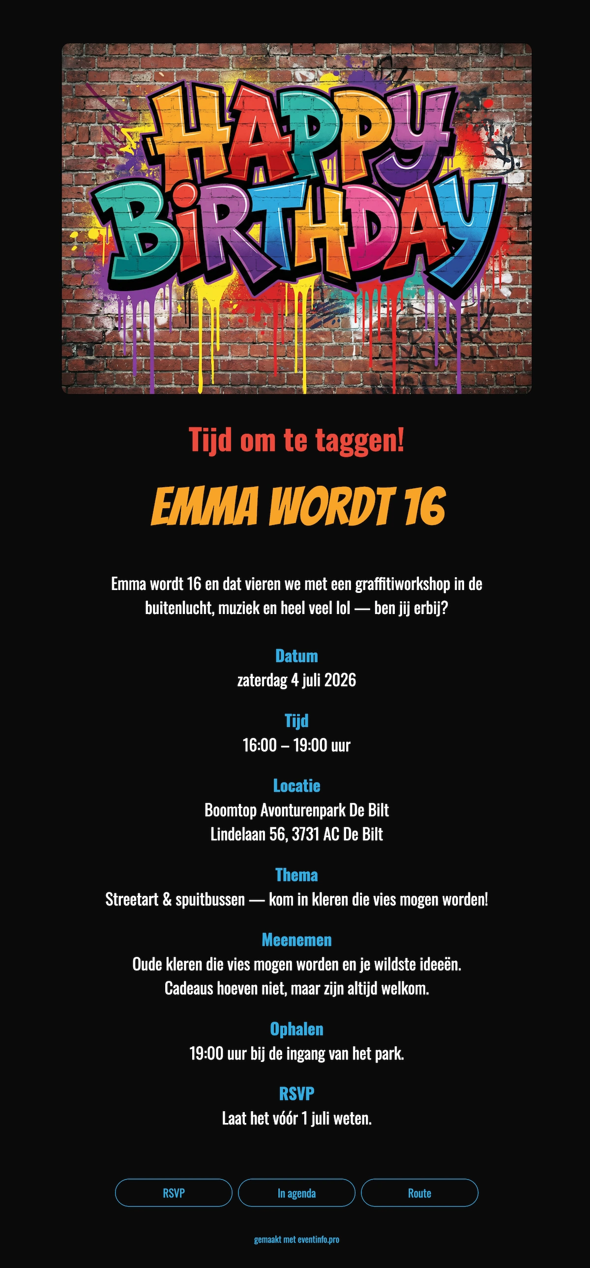 Zwart neon online feestuitnodiging