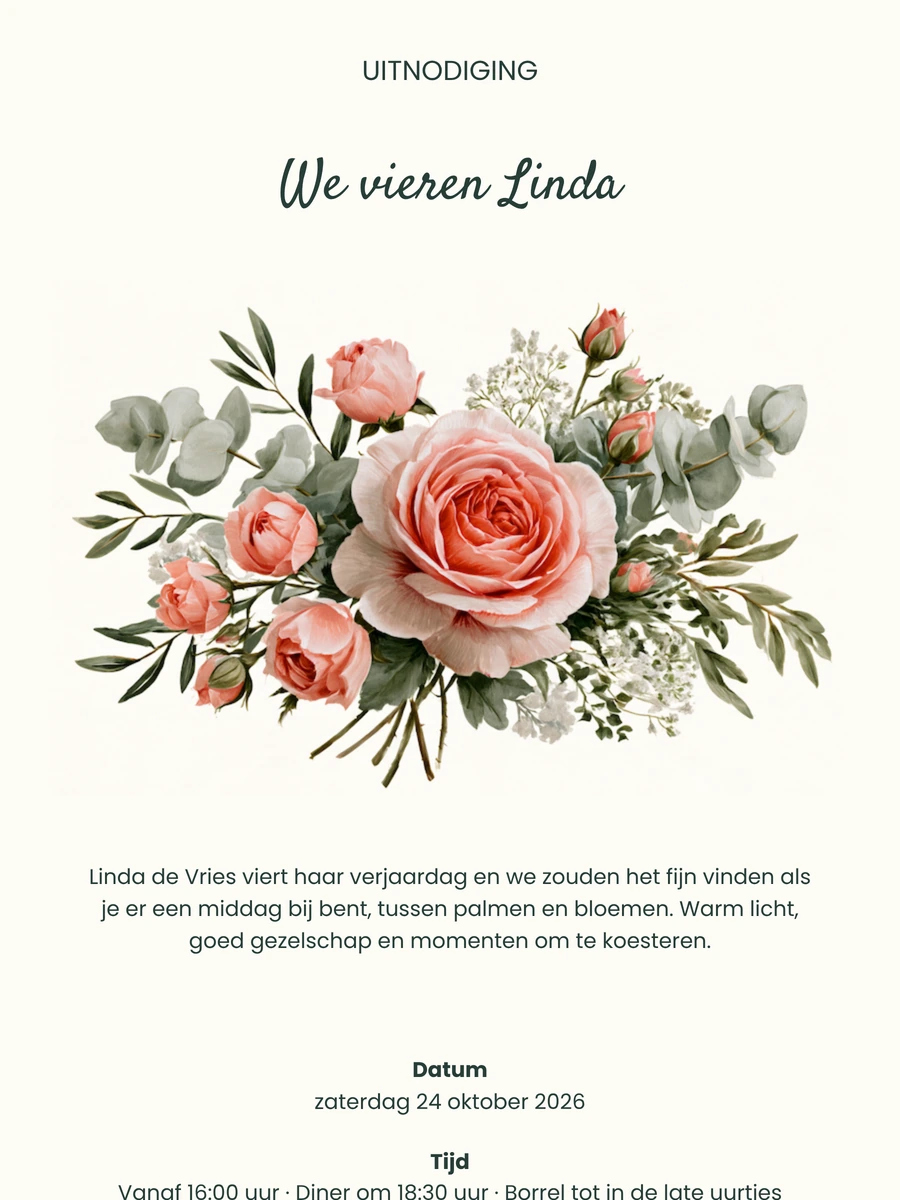 Heldere online uitnodiging voor een zomers tuinfeest