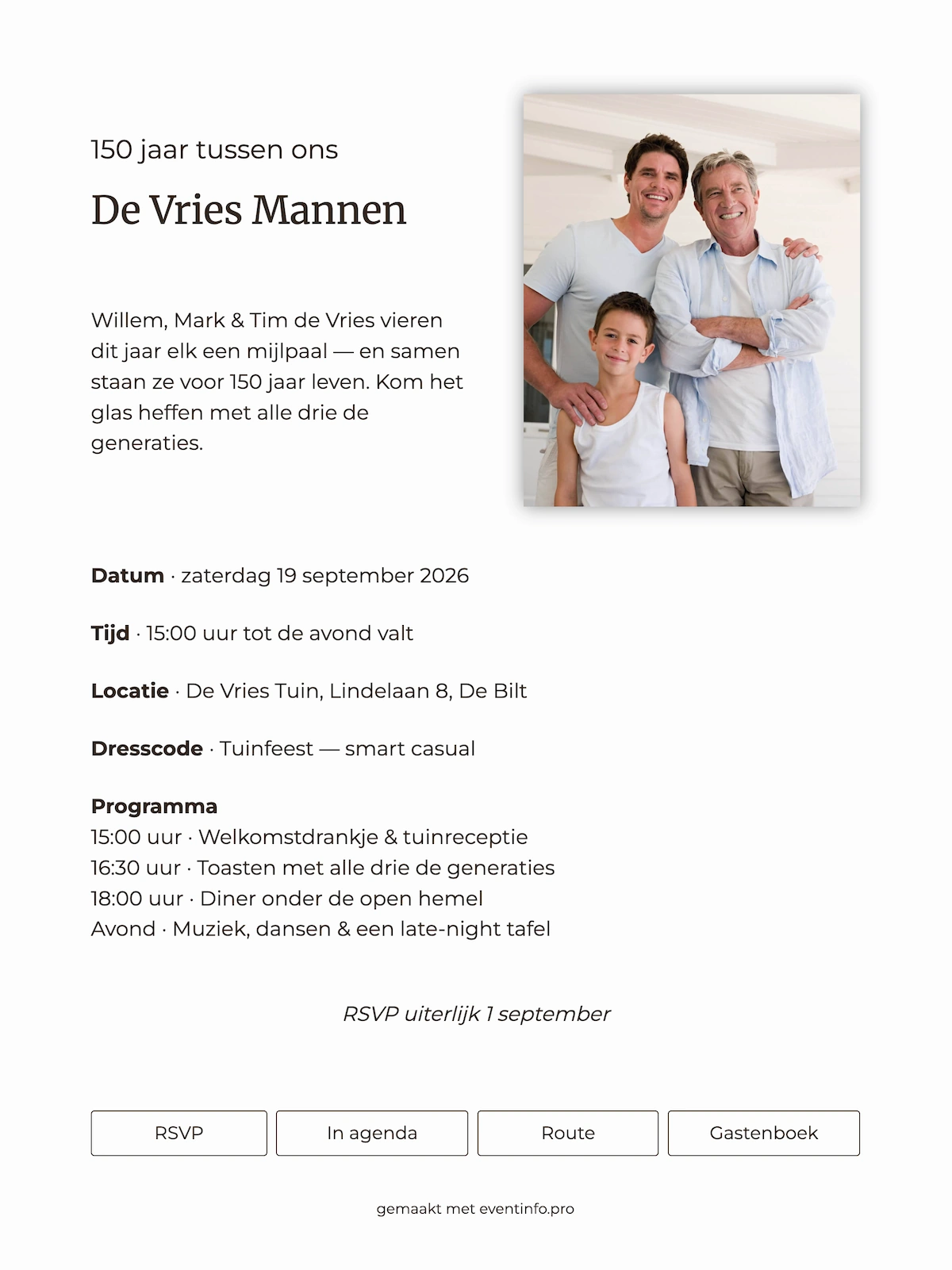 Rustige online uitnodiging voor een familiebijeenkomst