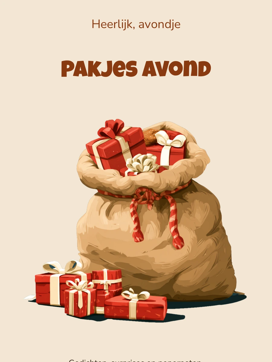 Pakjesavond-uitnodiging met een zak vol cadeaus