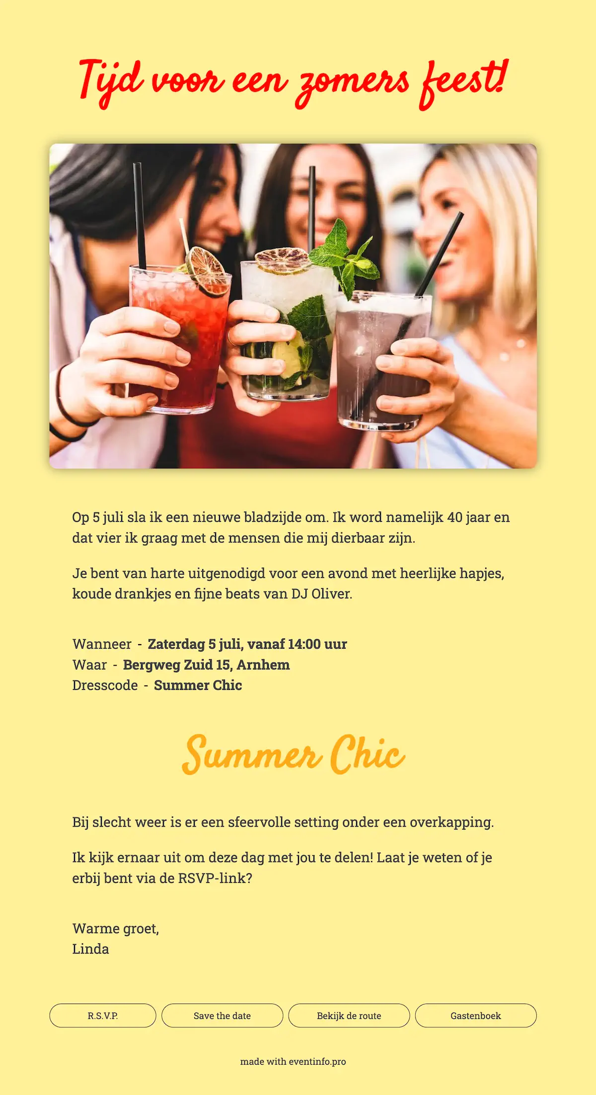 Vrolijke online zomeruitnodiging