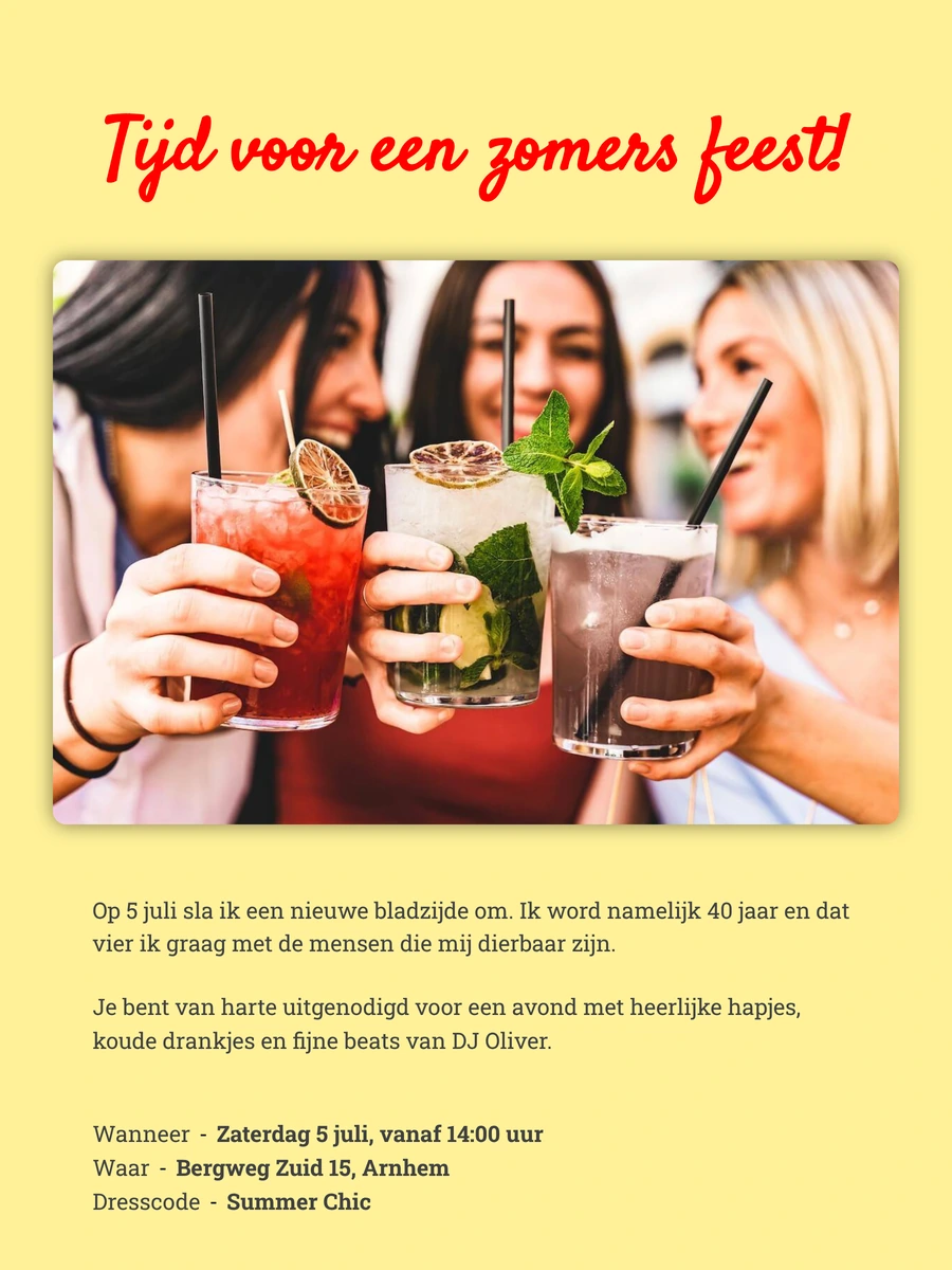 Warme online uitnodiging voor een zomerborrel