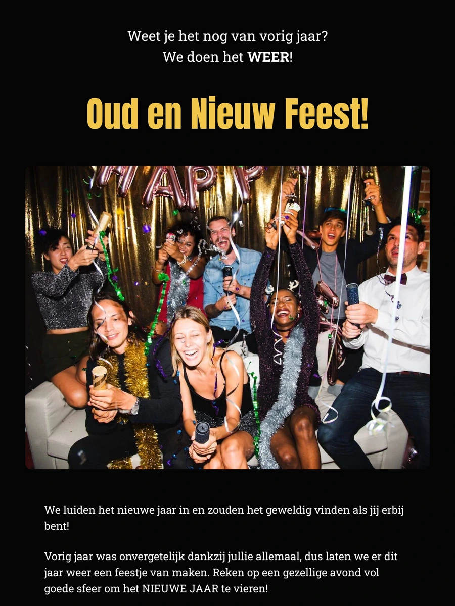 Stijlvolle online uitnodiging voor oudejaarsavond